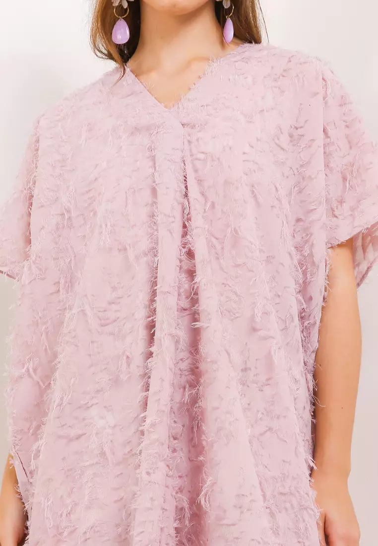 V Neck Furry Kaftan