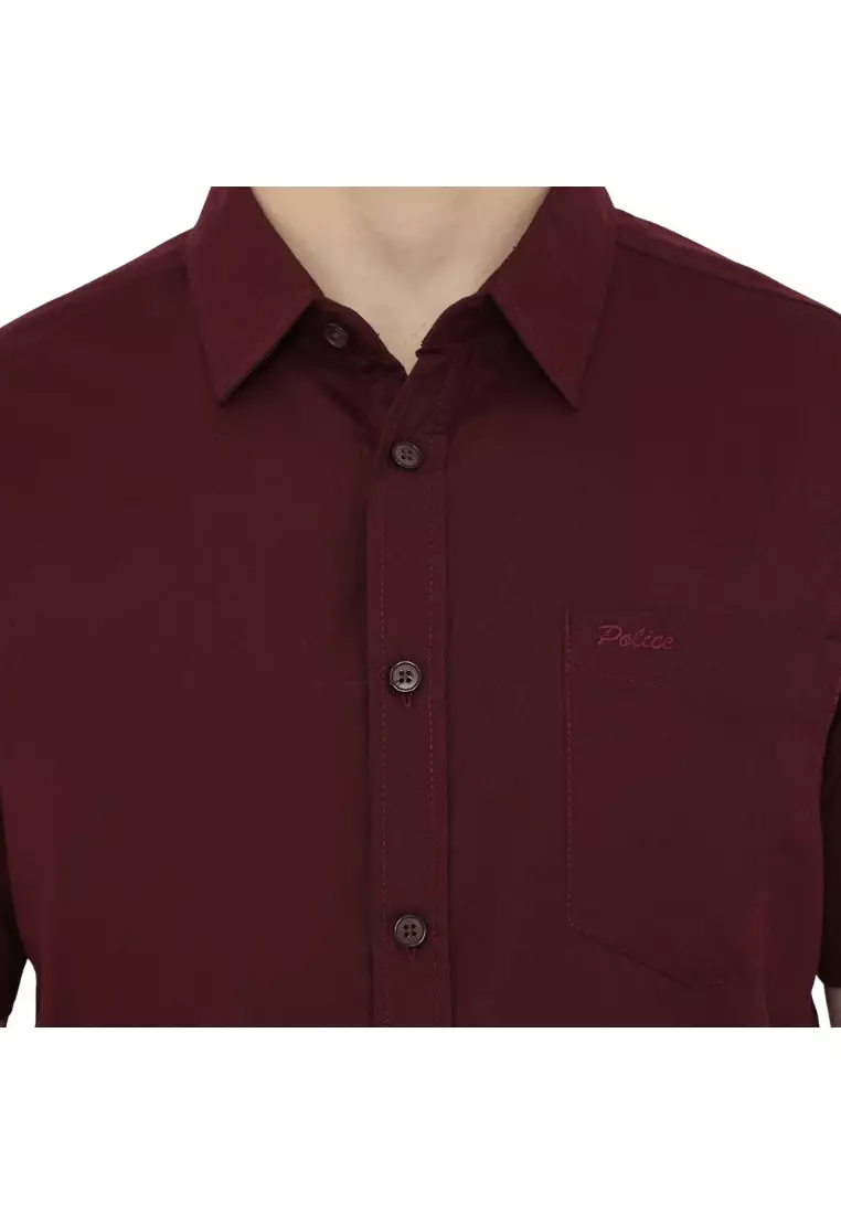 POLICE Kemeja Polos Basic Cotton Soft Regular Fit Lengan Pendek Pria