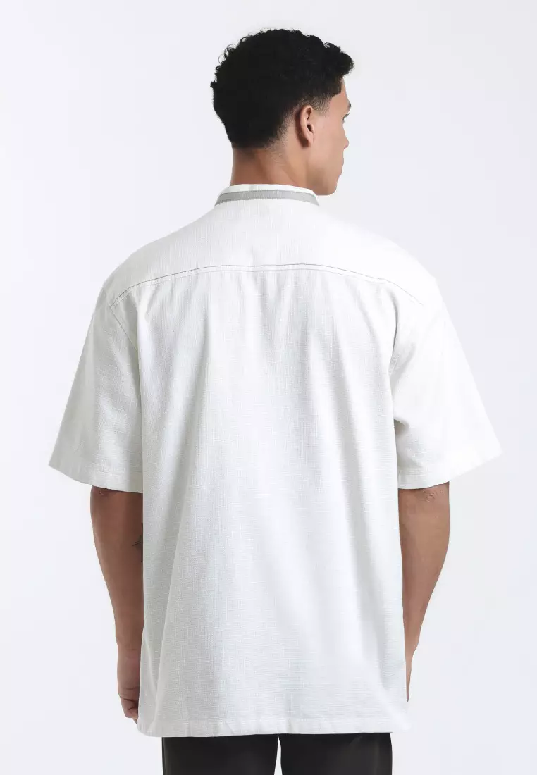 Emba Denim - Aram Two 037 Kemeja Koko Pria Lengan Pendek Cream