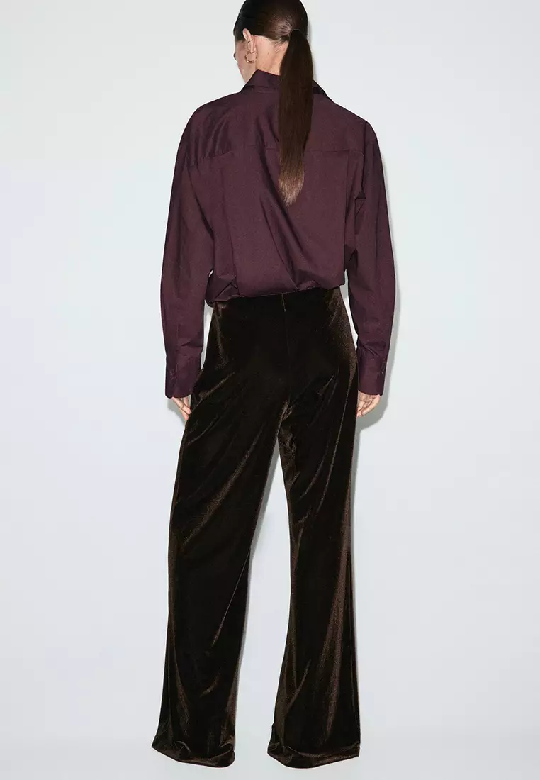 Velvet Wide-Leg Trousers