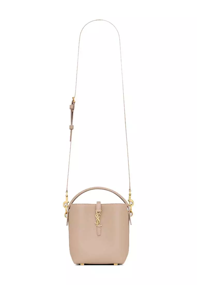 YSL LE 37 Mini Bucket Bag In Shiny Leather Dark Beige 7658702R20W2