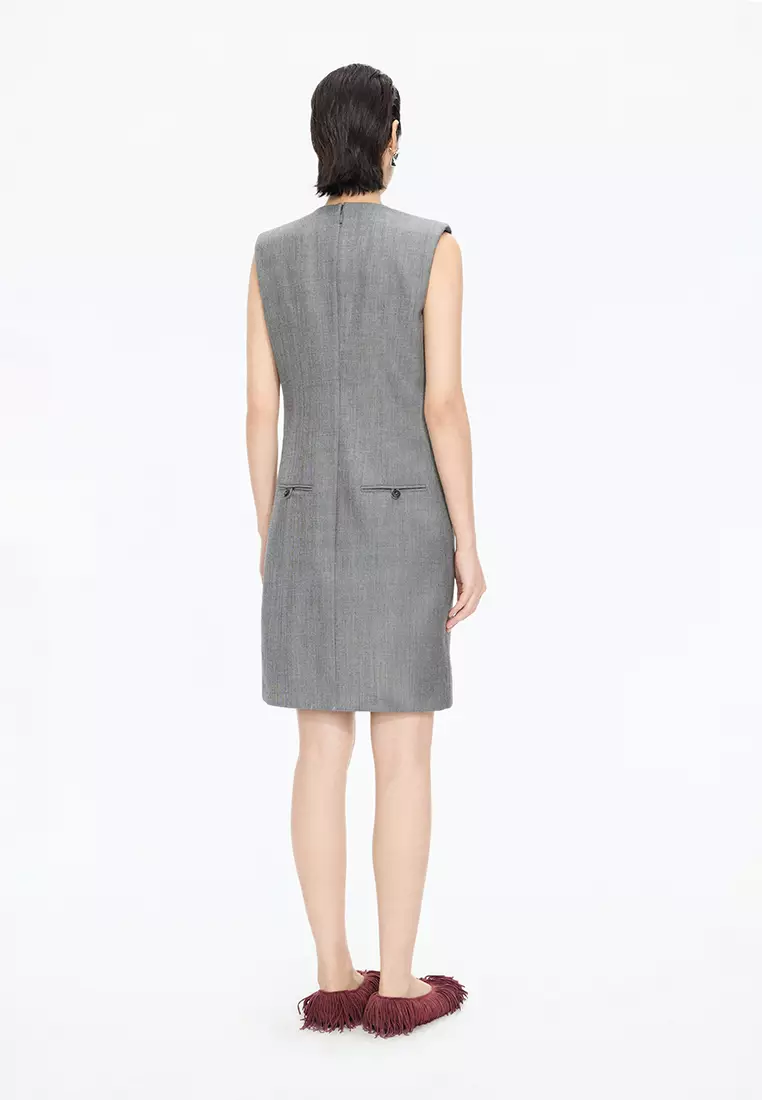 [Cocktail] Blend 3D Pattern X-line Sleeveless Dress