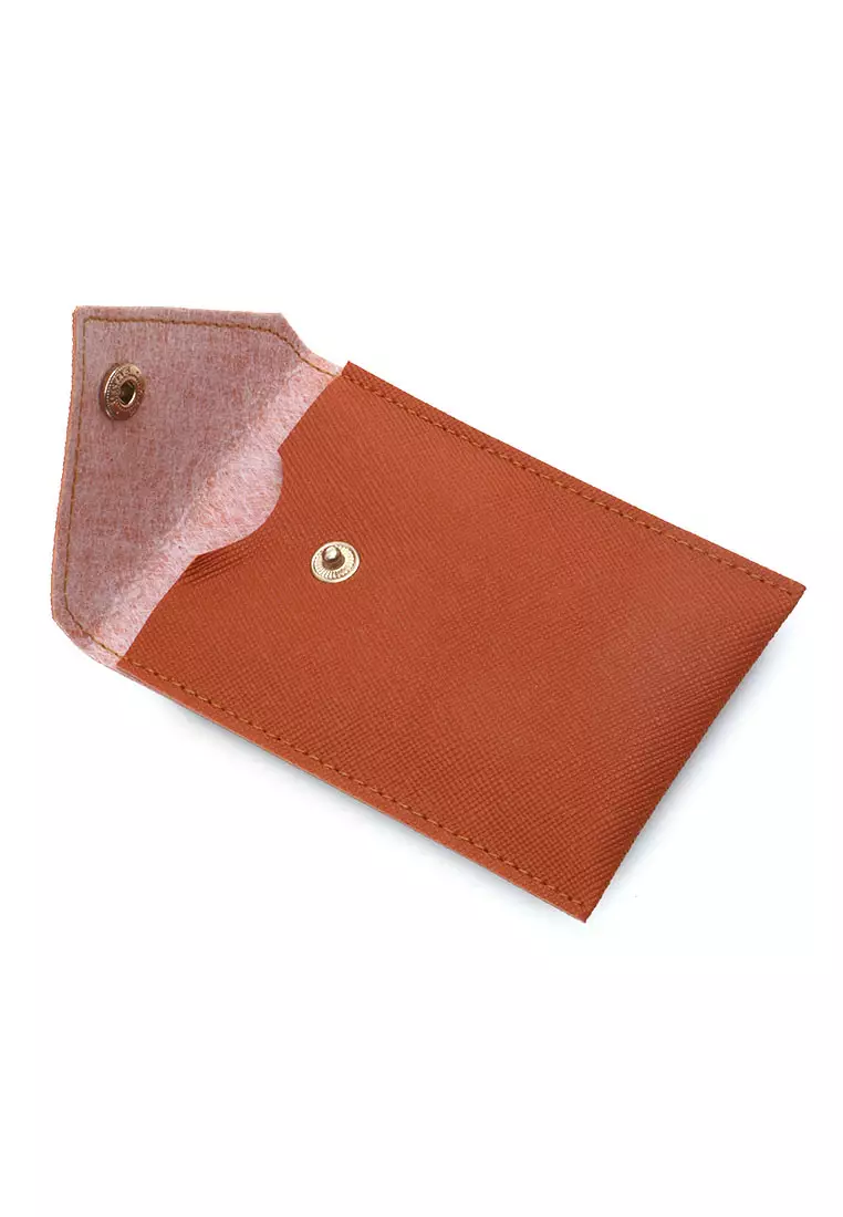 Manley Card Wallet Motif Polos Pengait Kancing Design Simple - Coklat
