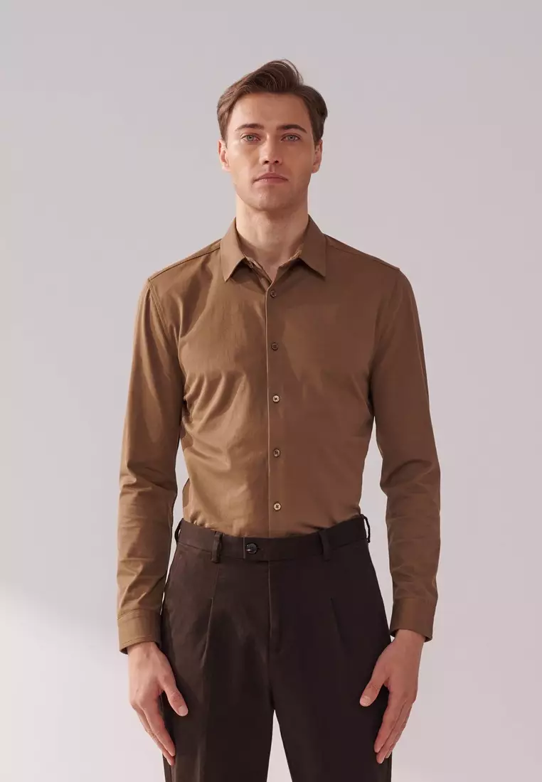 Dark Khaki Stretch Jersey Shirt