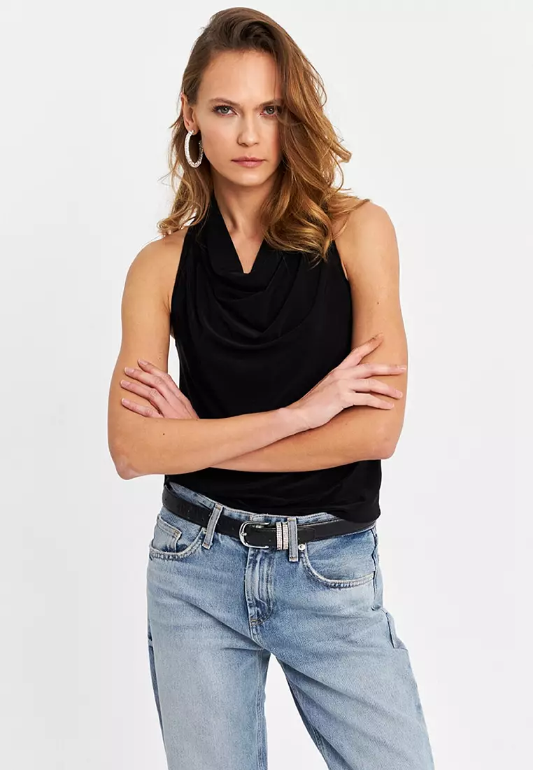 Cowl Neck Sleeveless Blouse