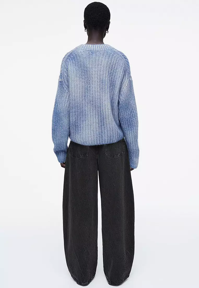 Spray-Effect Mohair V-Neck Jumper