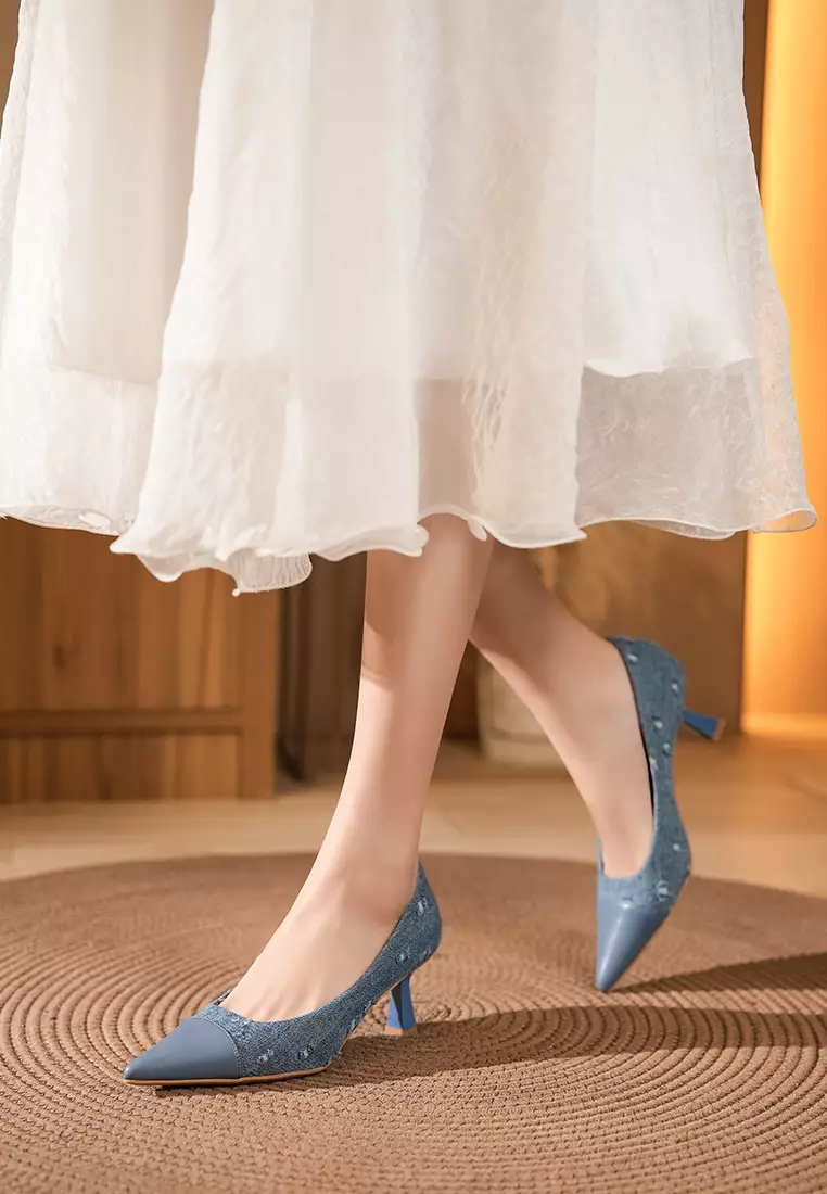 5CM 尖頭牛仔布高跟鞋 BY360-32