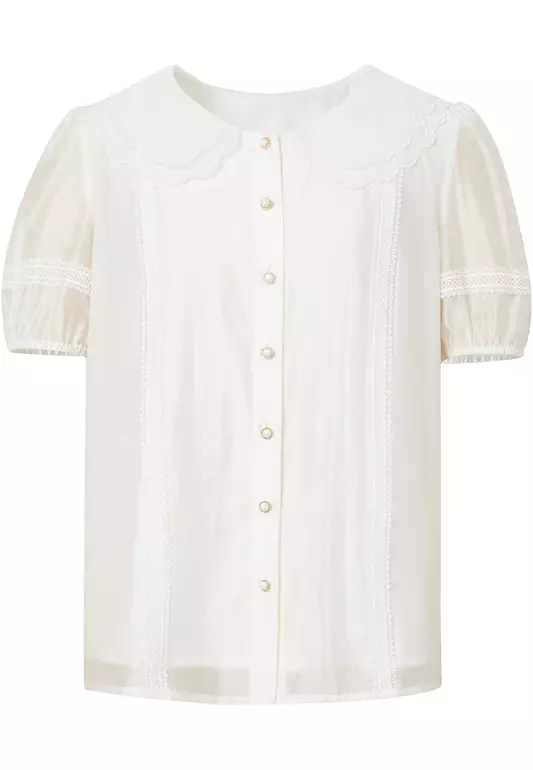 Loose Fit Chiffon Collar Blouse