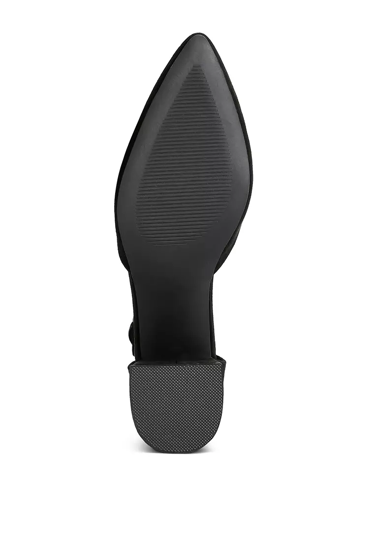 Sandal Kasual Bertumit Tengah Hitam