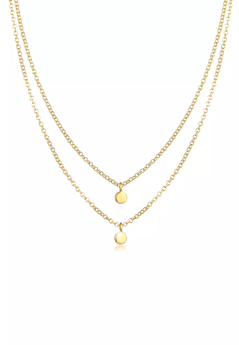 Gold coin necklace layered sale