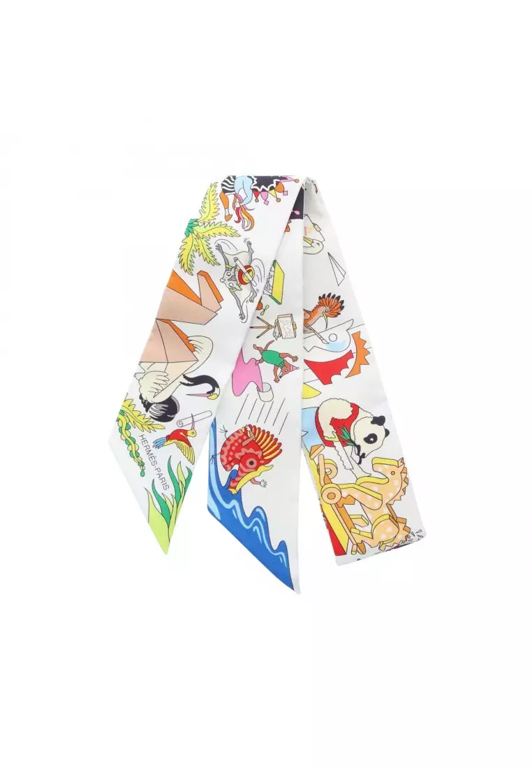 Buy Hermès Pre-Loved Hermès twilly ACADEMIA HIPPICA ribbon scarf silk ...