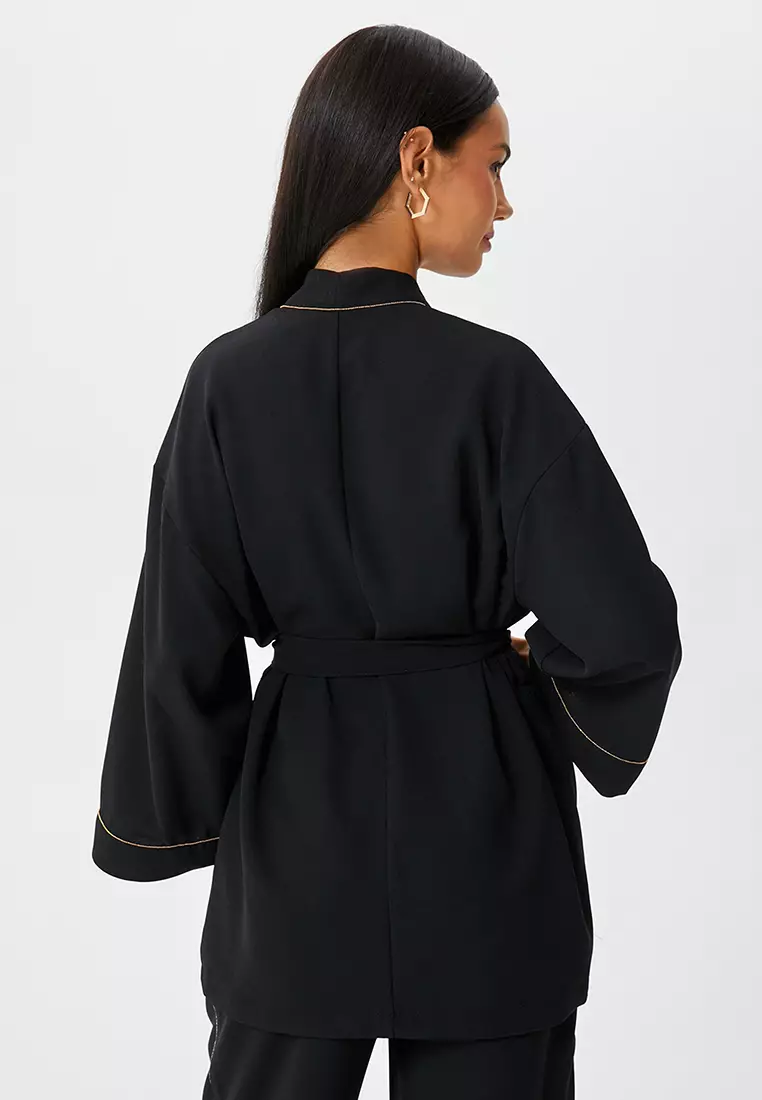 Kimono with Shimmer Ribbon Detail with Belt