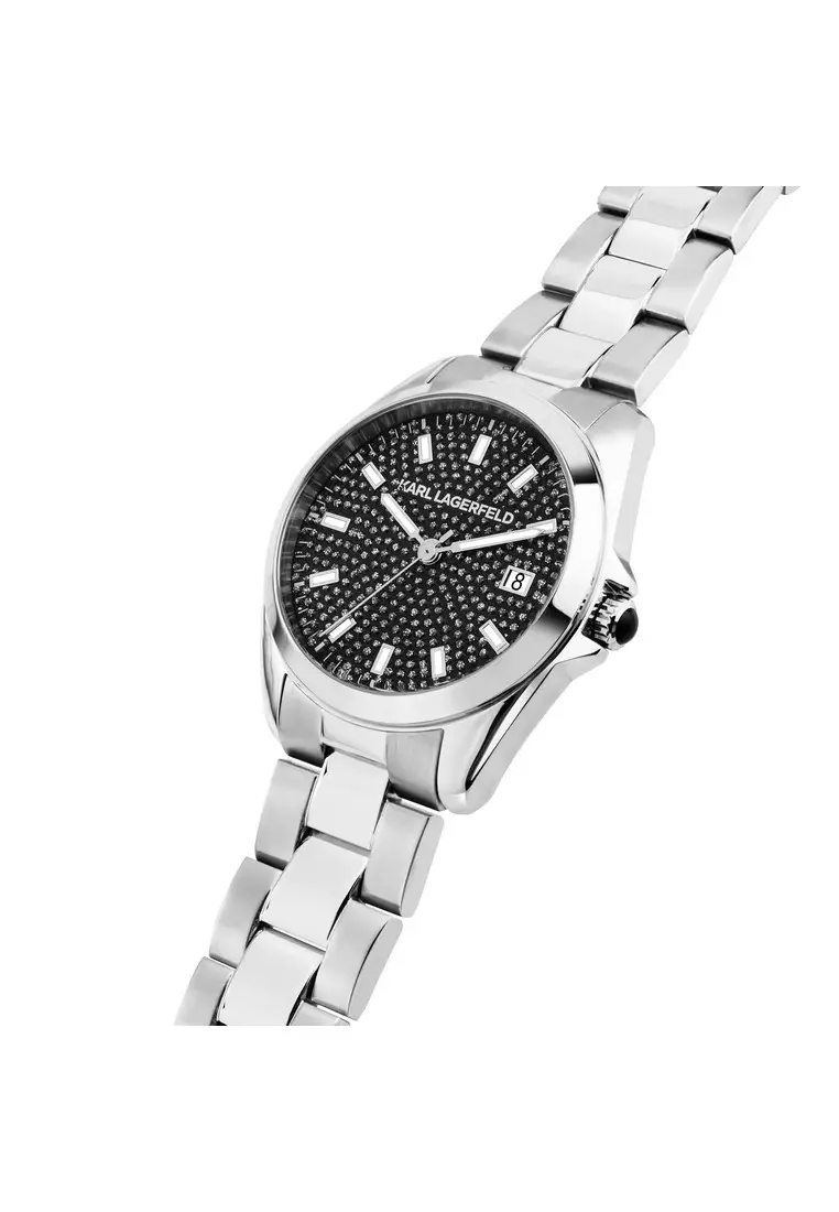 【2 Years Warranty】KARL LAGERFELD 35mm Women's Silver Essential Quartz Watch R0553101508