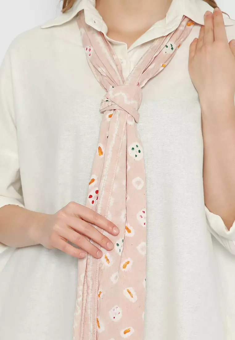 Kemeja Shirtdress dengan Shawl Jumputan Naila