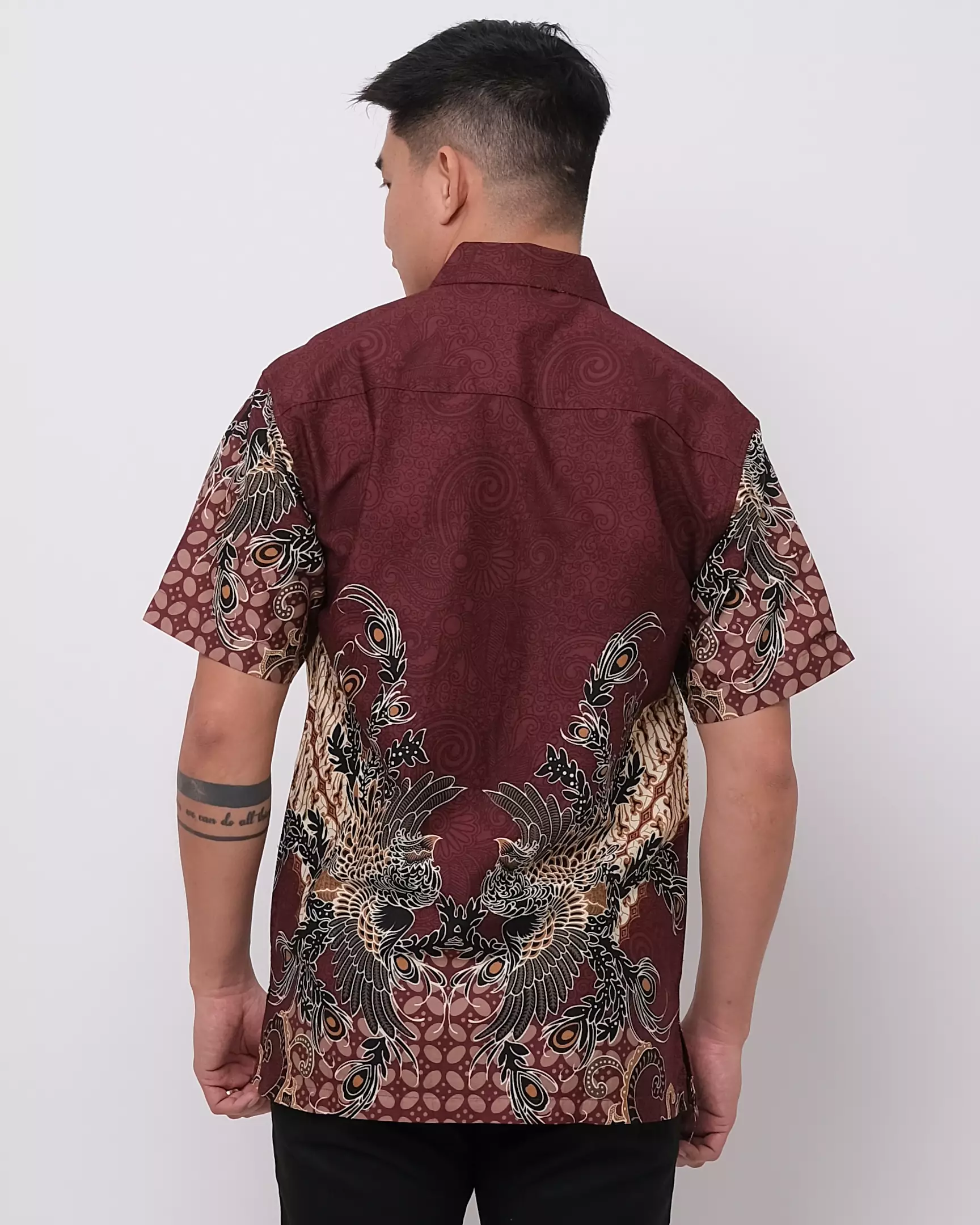 Andre Michel Kemeja Batik Lengan Pendek Maroon 16768