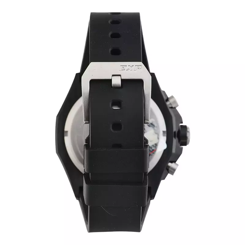 Jam Tangan Pria Expedition Chronograph E 6842 MC RTBBA Men Black Dial Black Rubber Strap