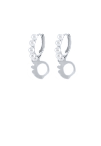 Glamorousky white 925 Sterling Silver Simple Elegant Geometric Circle Imitation Pearl Stud Earrings F5B2DAC8DDA029GS_1