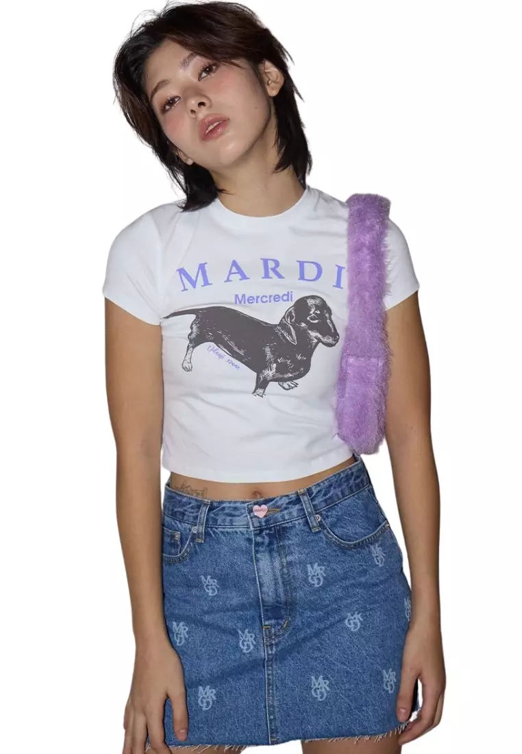 Cropped Tshirt Ddanji - White Purple