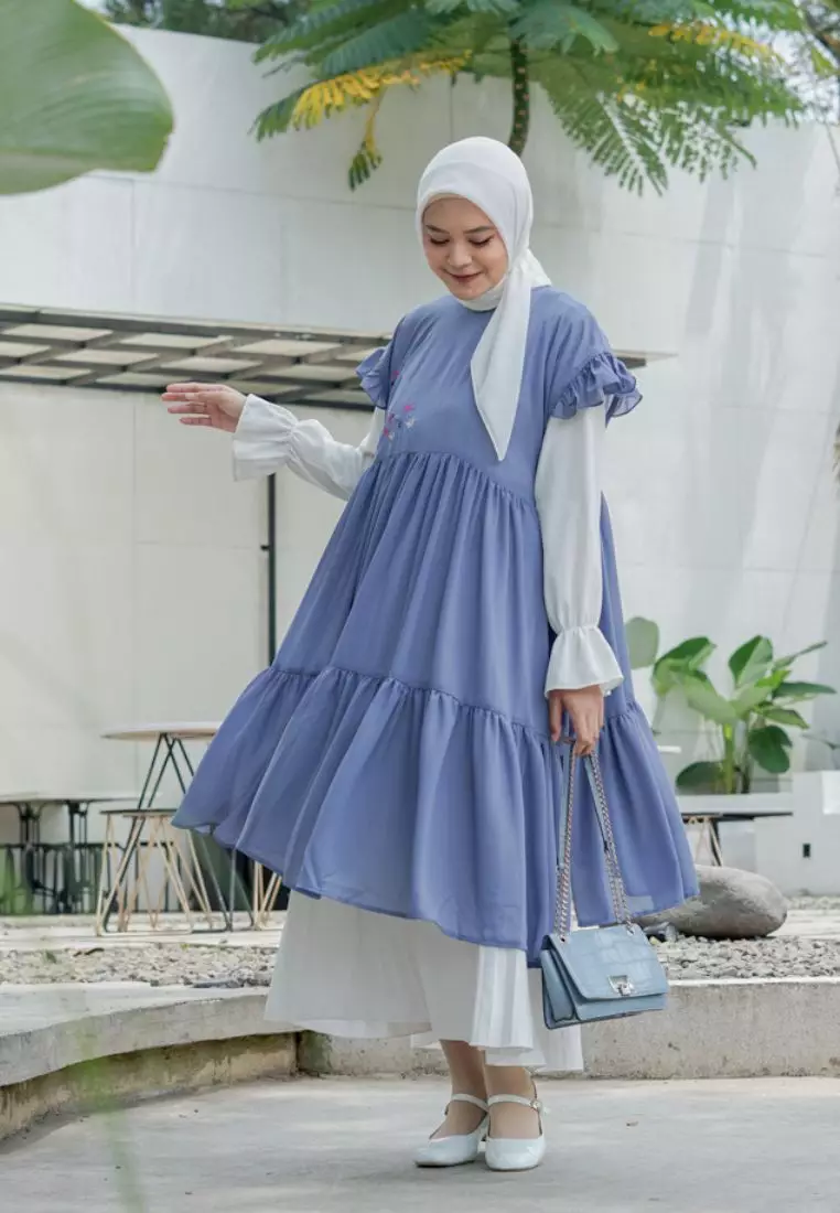 Azzura Tunik Vest Embroidery Soft Denim