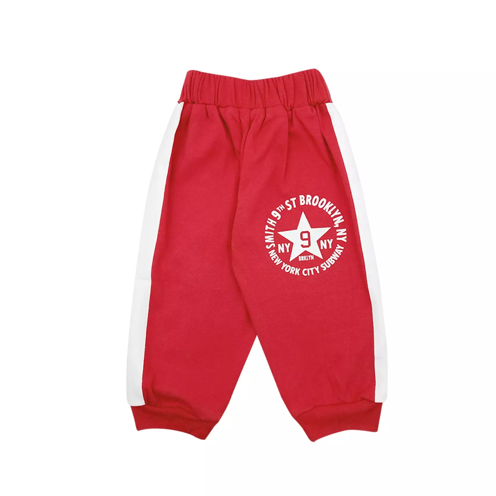 Wakakids Baju Lengan Panjang Setelan Celana Jogger Piyama Anak Laki Laki Usia 12 Bulan Hingga 18 Bulan Motif Brooklyn NY 3014 Merah