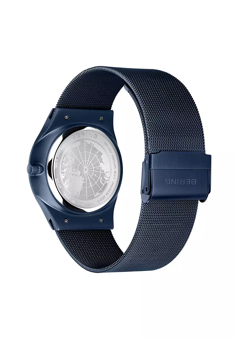 Men's Blue Steel Mesh Bracelet and Blue Dial Solar Watch - 14440-393
