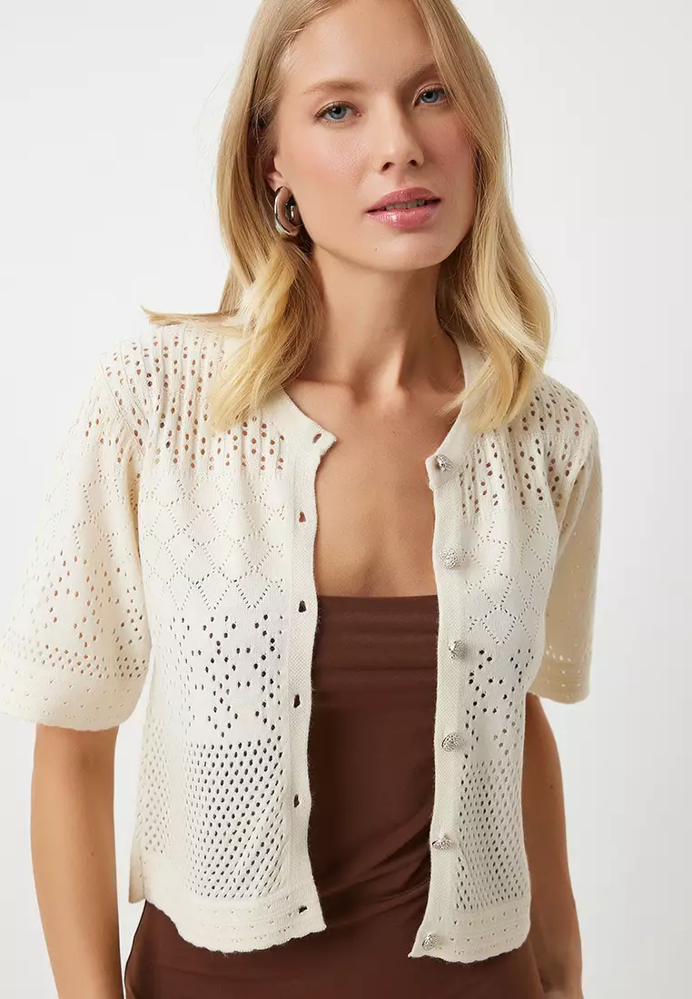 Short Sleeve Crop Cardigan