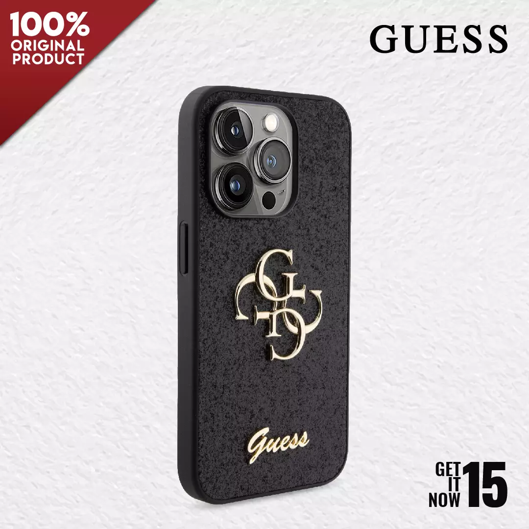 Jual Guess Case iPhone 15 Pro GUESS Fixed Glitter Big 4G logo - Black ...