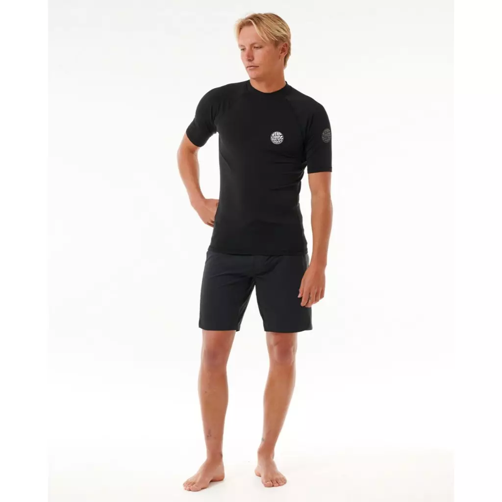 Rip Curl Mens Icon Upf Brushed Short Sleeve Rash Vest (Black) main image 1