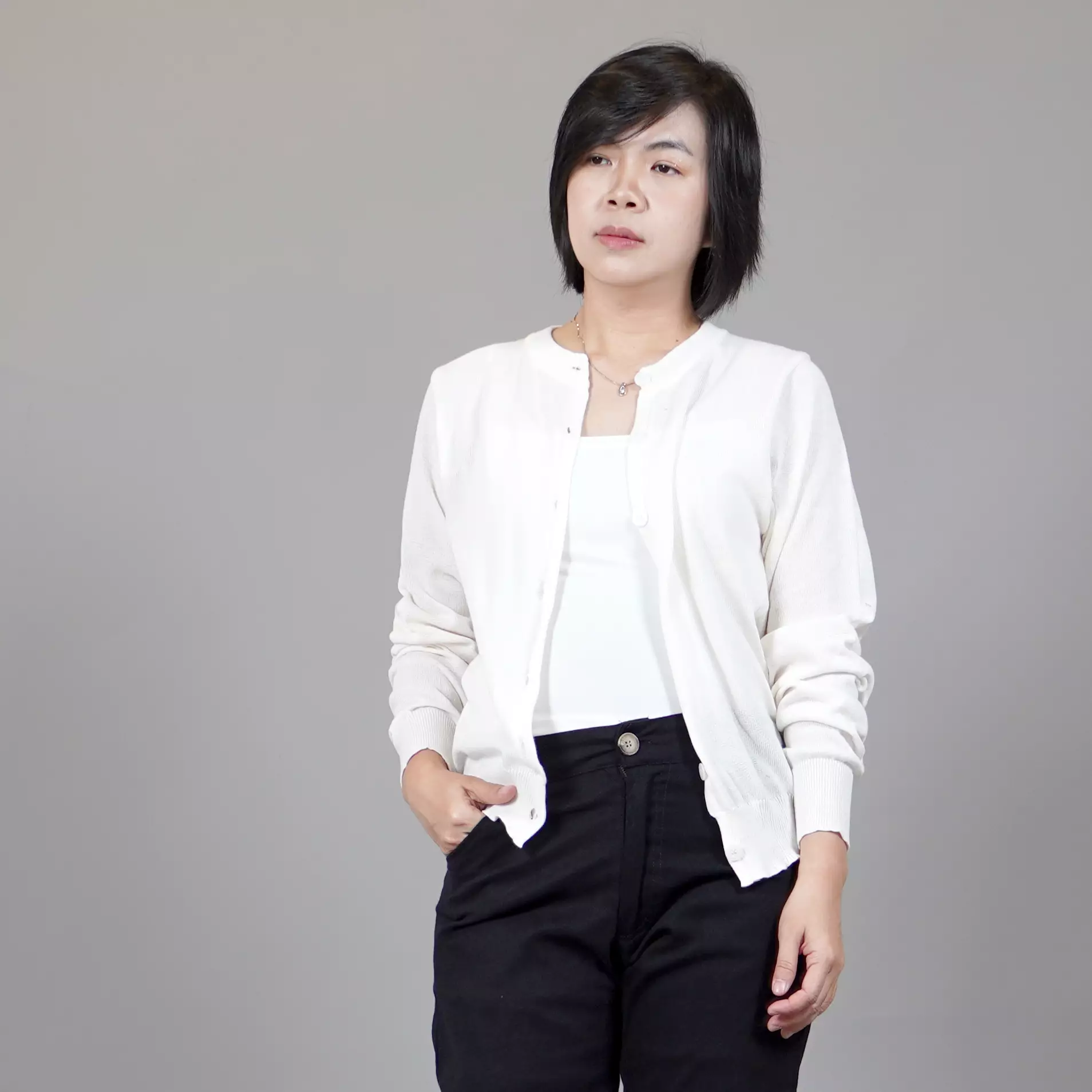 SANDRA Casual Woman Cardigan Korean Style - Broken White