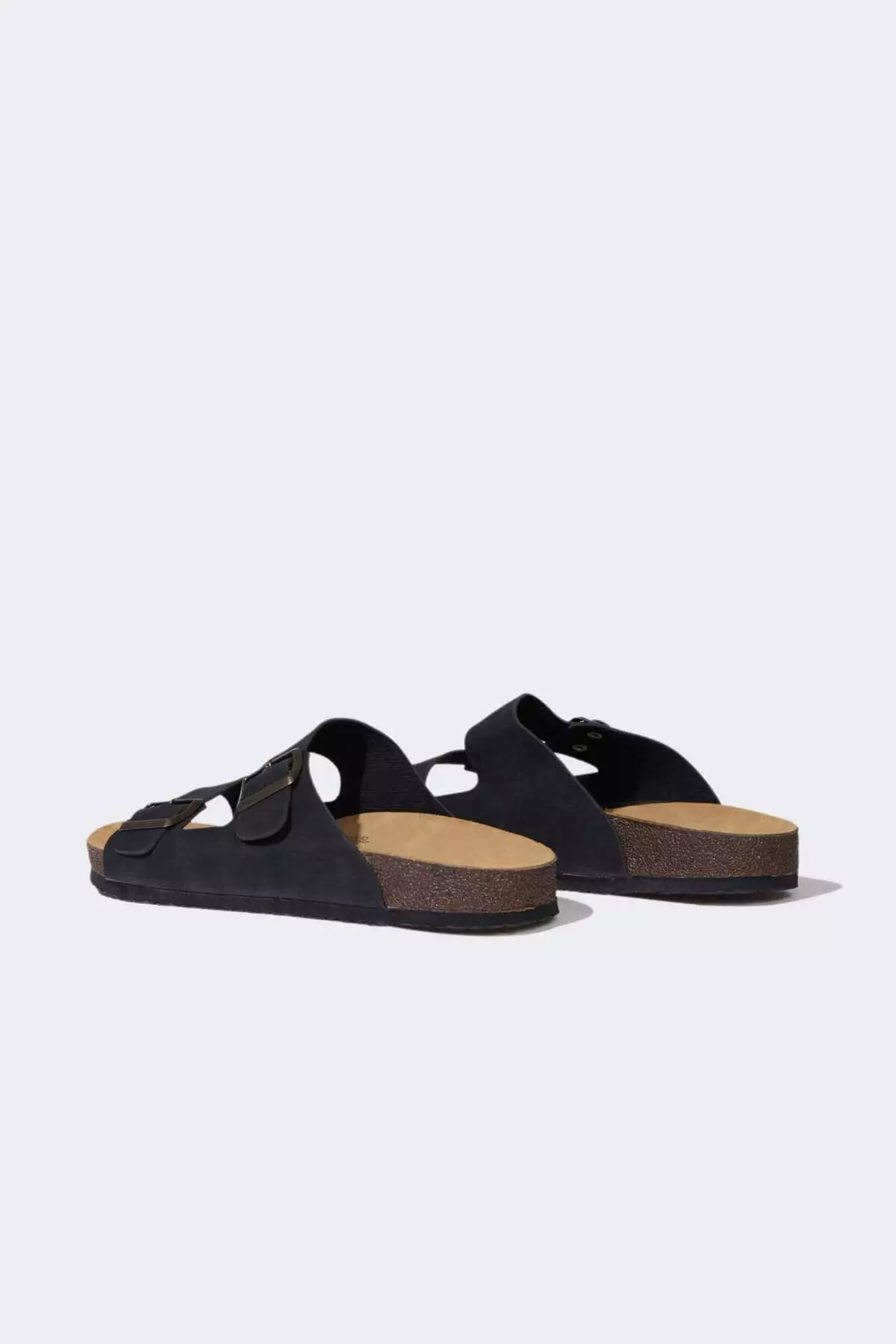 Men's Flat Sole Double Banded Faux Leather Slippers C3754AX24HS