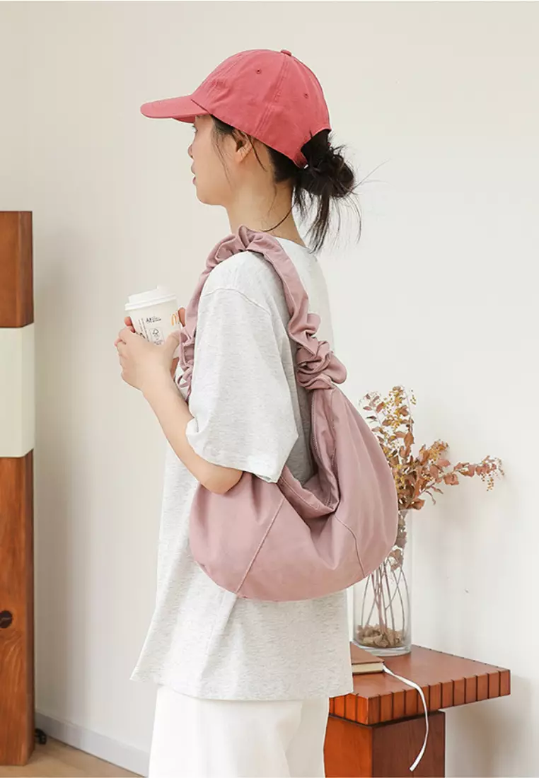 Casual wrinkled cotton zipper hobo Tote bags CA26042811PI