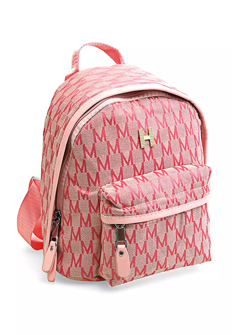 Cellyn Tas Ransel Mini Wanita Motif Batik Large Compartment Material Leather ORIGINAL - Pink