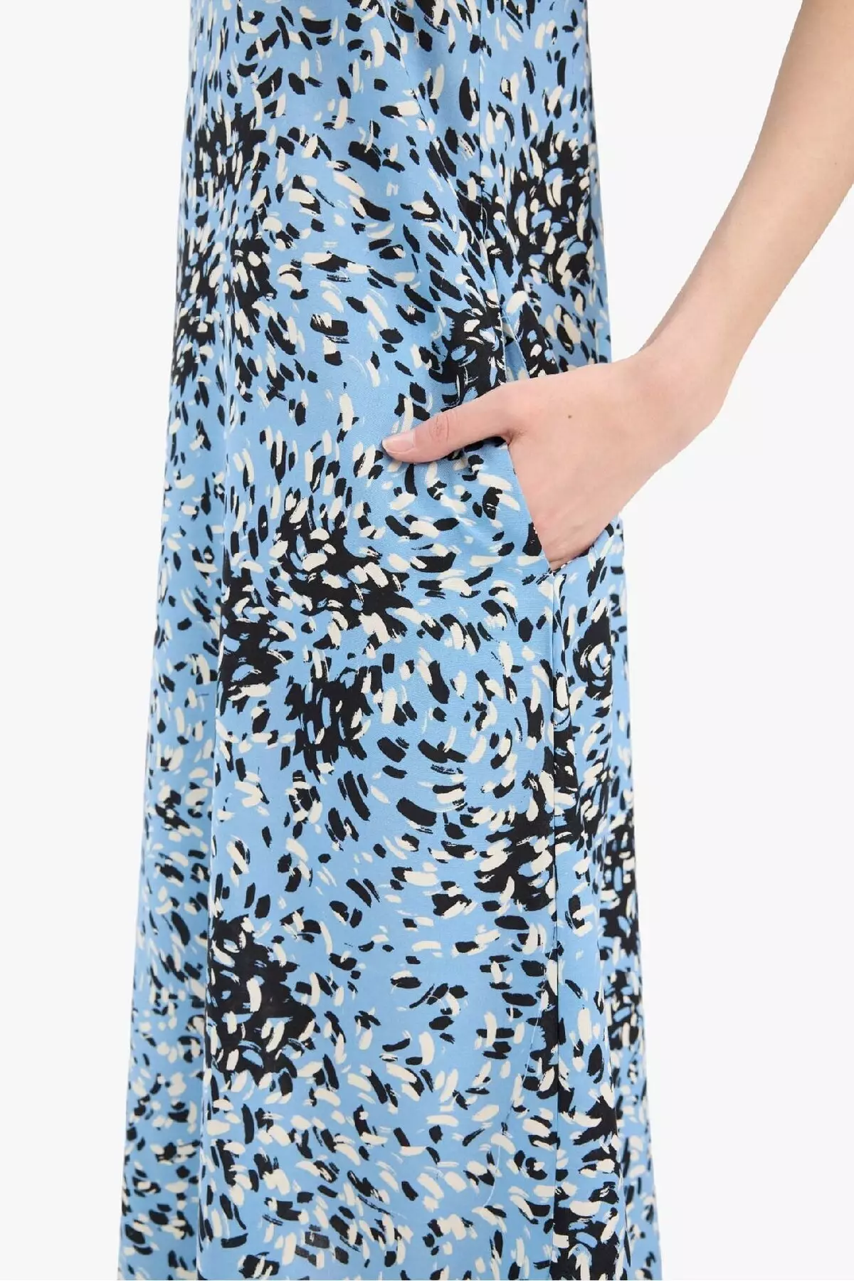 Halter Neck Floral Print Pocket Sleeveless Midi Summer Dress F2341Ax25Sm