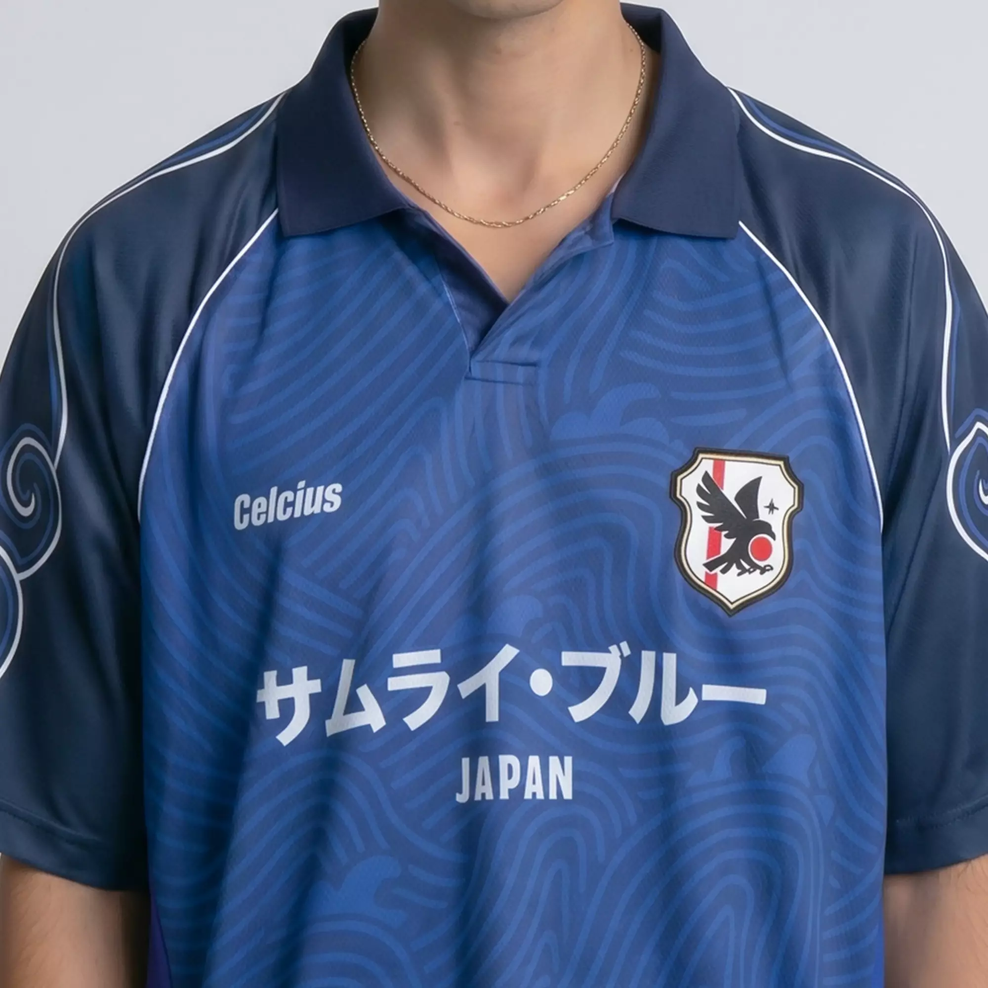 CELCIUS Japan Hokusai Wave Polo Shirt Jersey LIN001634C Biru