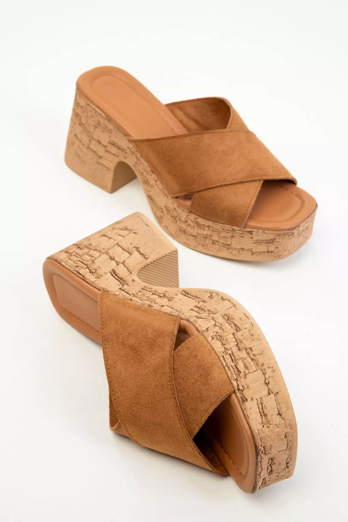 Tan Suede Women's Classic Heeled Shoes 20349