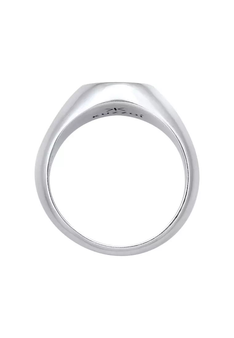 EXCLUSIVE Cincin Perhiasan Perak 925 Pria Signet Smiling Face Trend Enamel Blue