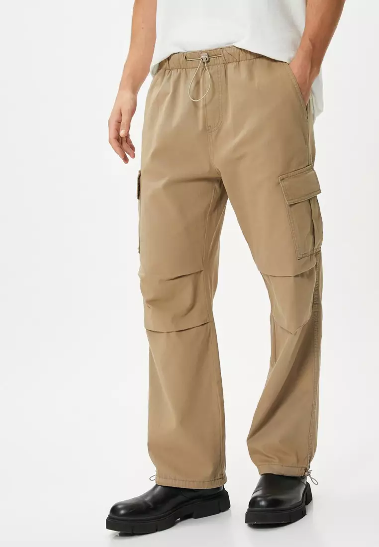 Koton Cargo Hose Mit Drawstring - Parachute Stoff, Praktische Taschen, Lässige Freizeithose Für Herren