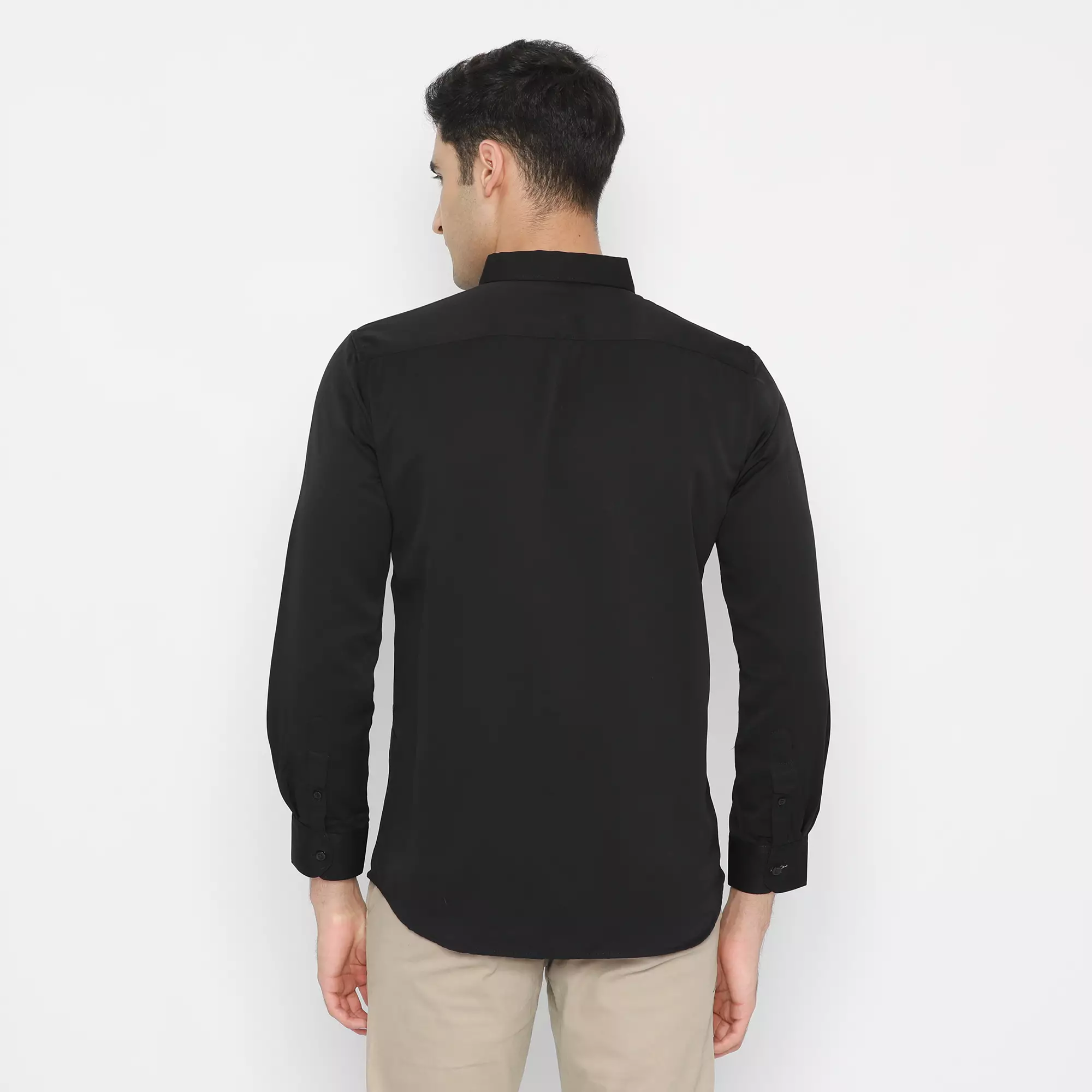 Platini Baju Kemeja Pria Lengan Panjang Polos Polinosic Hitam 66100