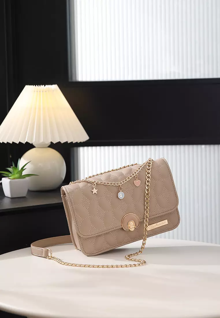 GYKACO MINJI Khaki - Tas Wanita Sling Bag - Fashion Top Handle Bag (Import)