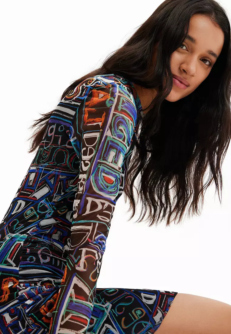 Desigual Long Sleeve Dress Long Sleeve Vintage Dress Desigual Women's Long  Sleeve Dress