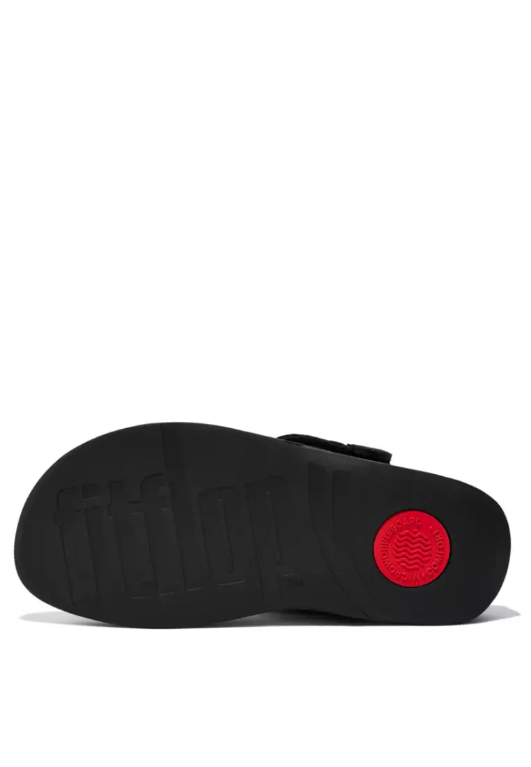 TRAKK II Men's Leather Toe-Post Sandals - All Black (279-090)