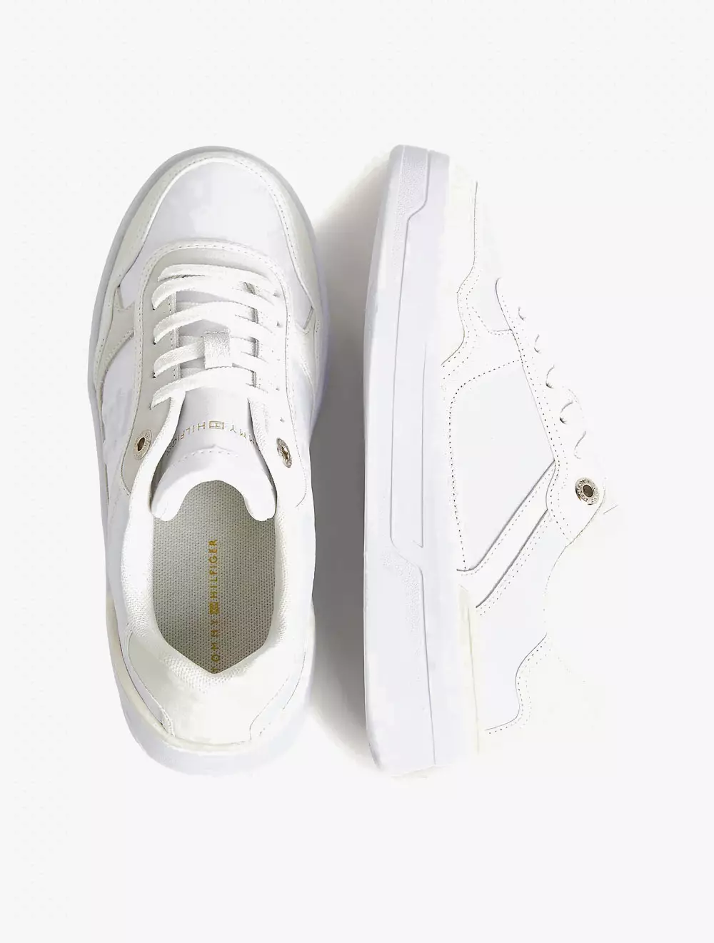 TOMMY HILFIGER - WEBBING MONOGRAM BASKETBALL TRAINERS - White - white