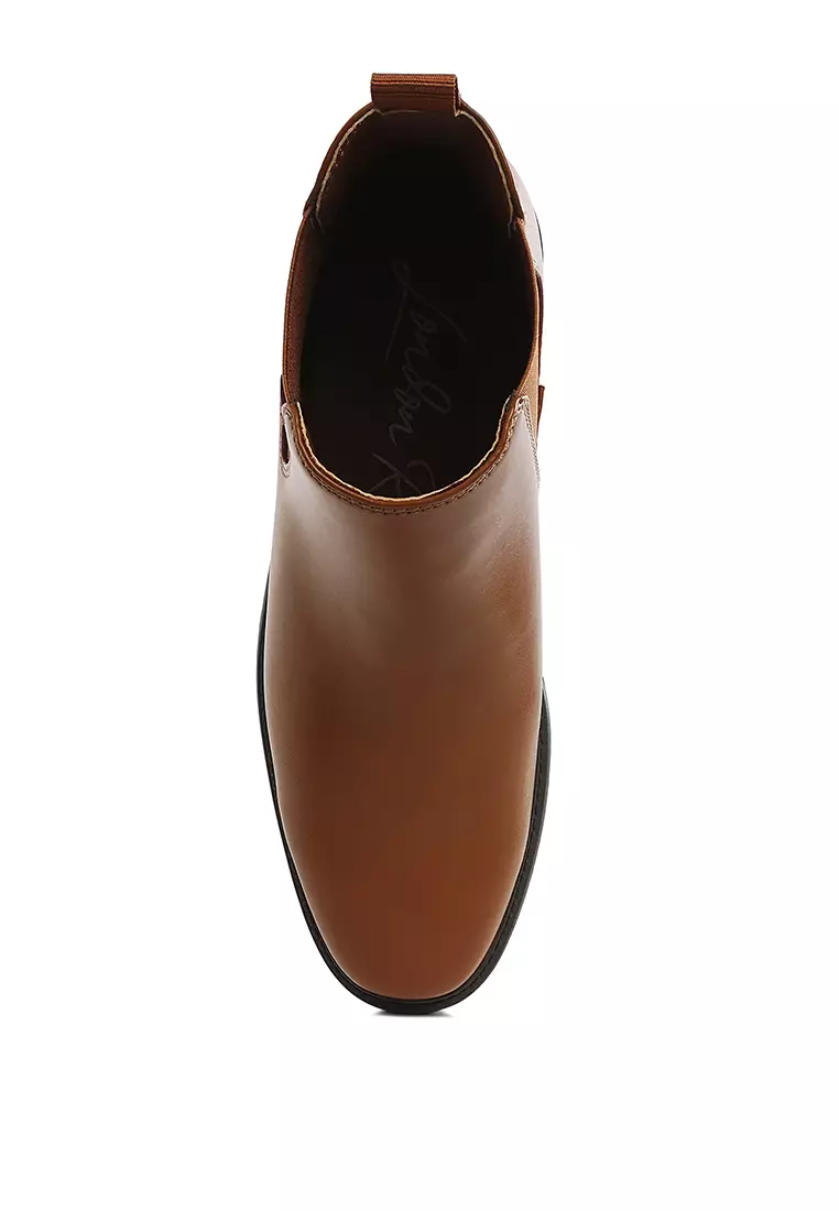 Men's Faux Leather Chelsea Boots in Tan