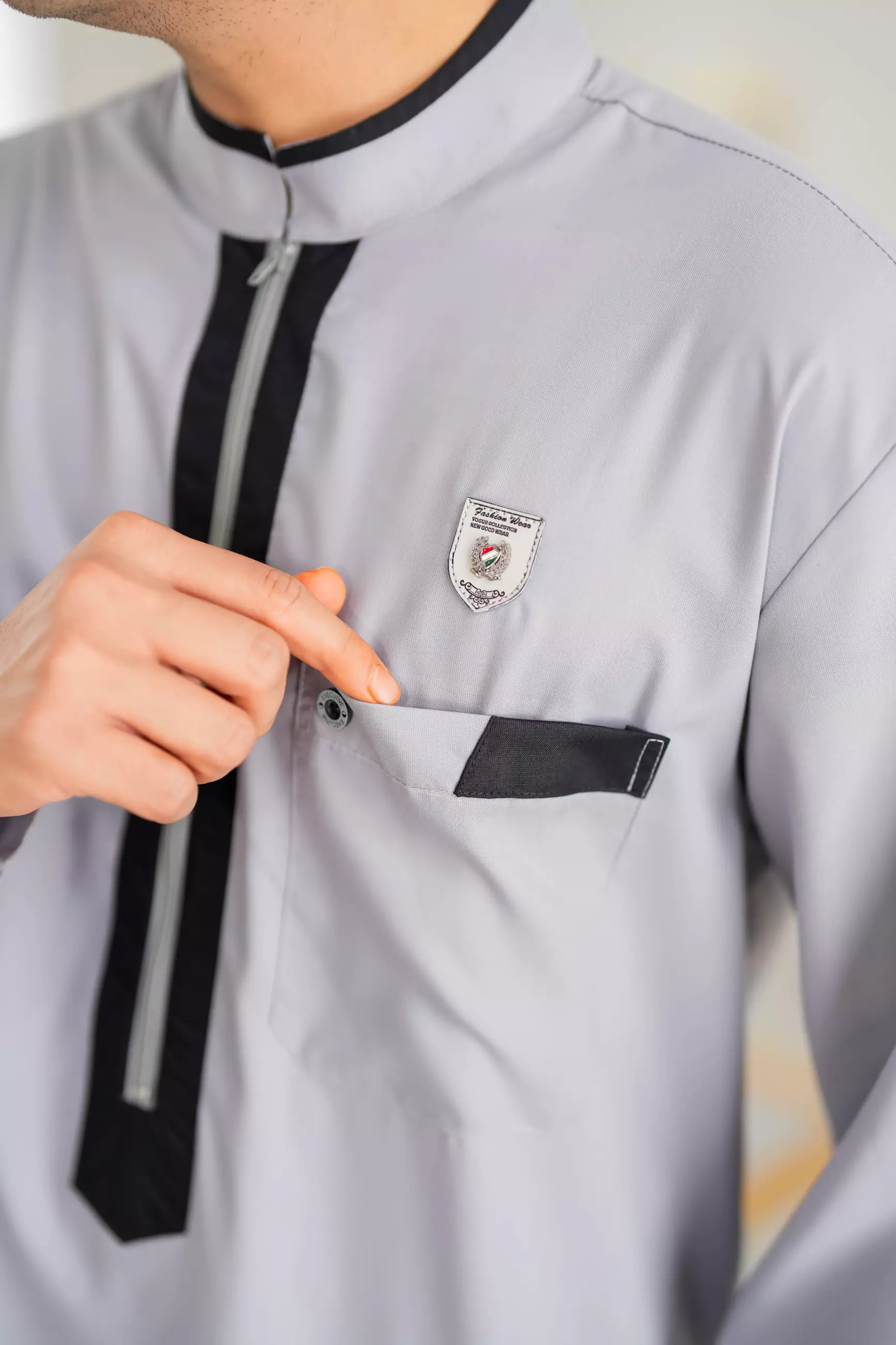 Koko Jubah Gamis Pria  Arfan Grey Regular Fit