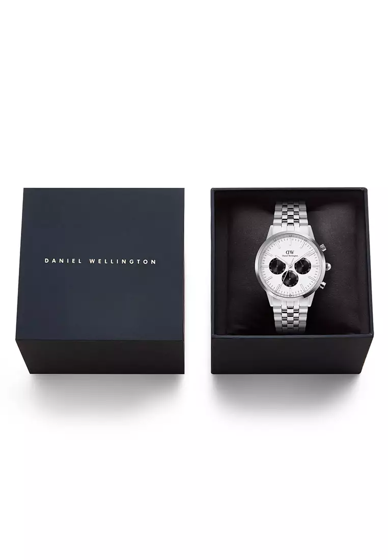 Iconic Chronogprah 42mm Arch 5-Link Off-White Panda Silver Men Watch stainless steel watch DW Official Authentic Original jam tanggan lelaki DW jam tangan