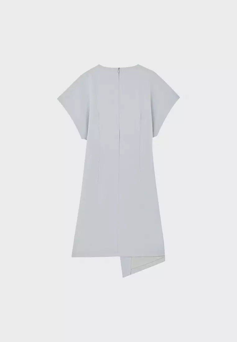 Light Grey Asymmetrical V-Neck Dress