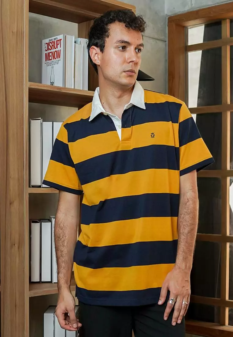 Matsuda Kaos Rugby Polo Shirt Pria Katun Lengan Pendek Noshiro