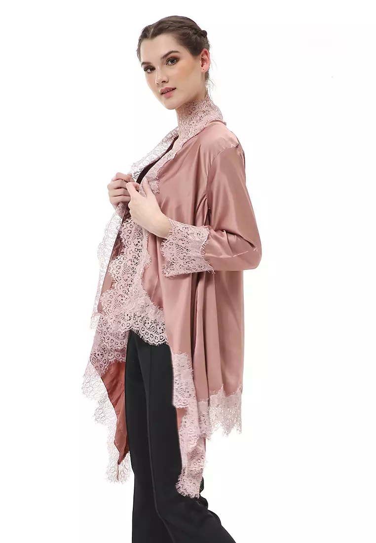 Reine Atasan Wanita Outer Kebaya Traditional Design Material Silk ORIGINAL - Rose Gold