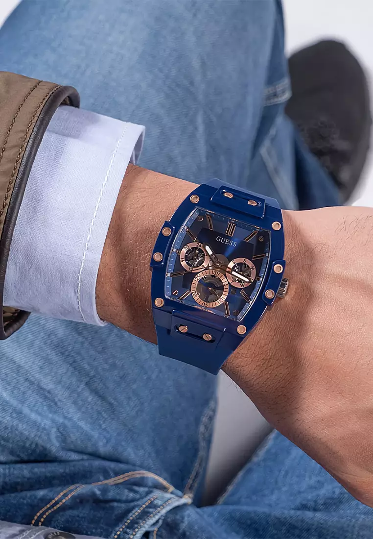 Guess GW0203G7 - Jam Tangan Pria - Blue - Silicone Watch