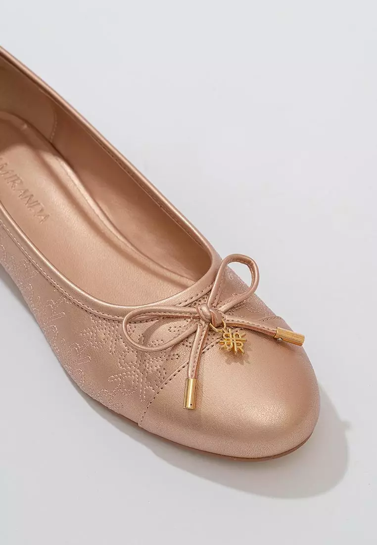 Ria Miranda Rose Gold Miranda Quilted Flatshoes